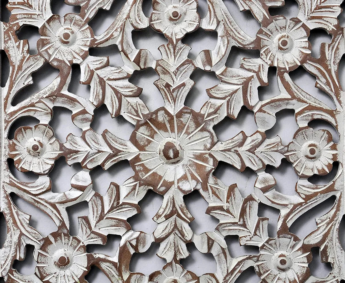 Set of 1 - Wall Hanging Panel | Wooden Wall Decorative Frame for Living Room | MDF Wall Decor Wooden Frame for Home,16x16 inches, White wash