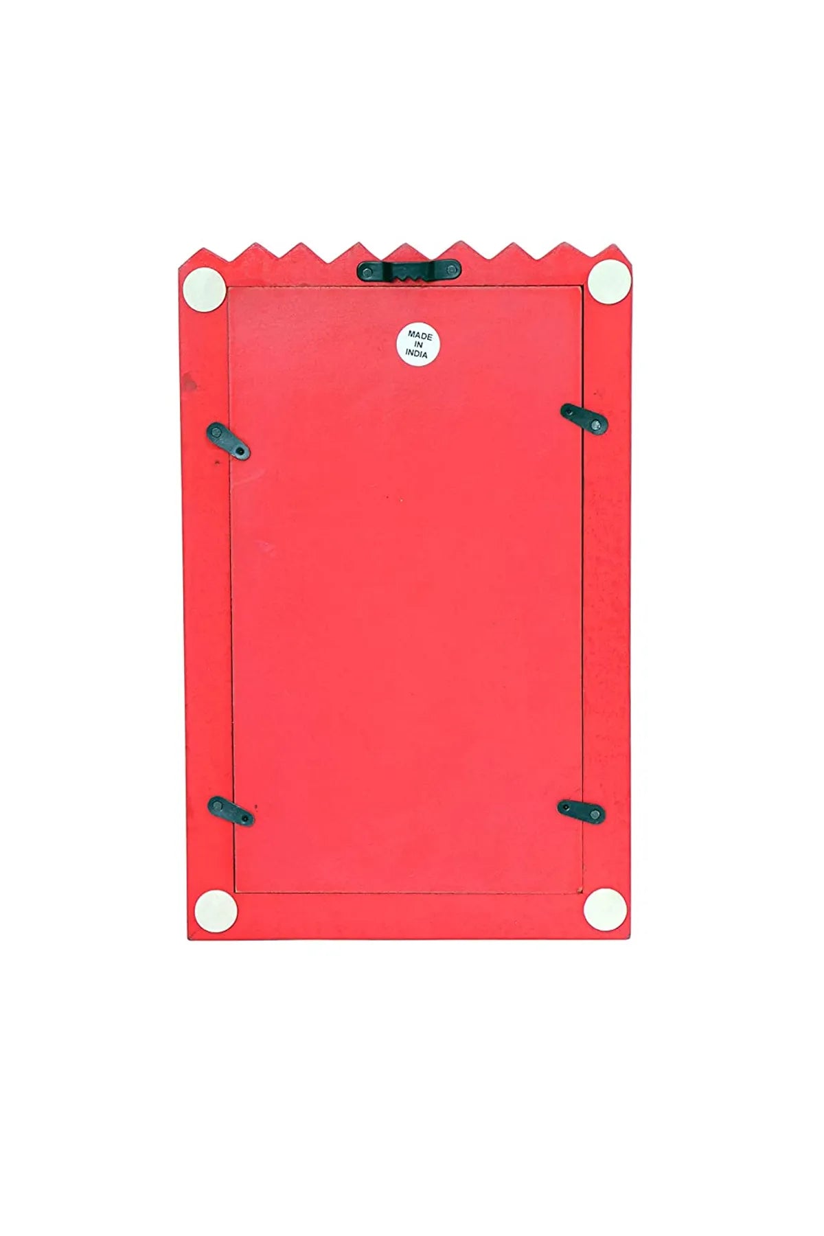 Set of 1 - Wood Painted Wall Hanging Jharokha Inside Mirror, Wooden Wall Hanging, Wooden Wall Panel .(RED)(1 Piece)