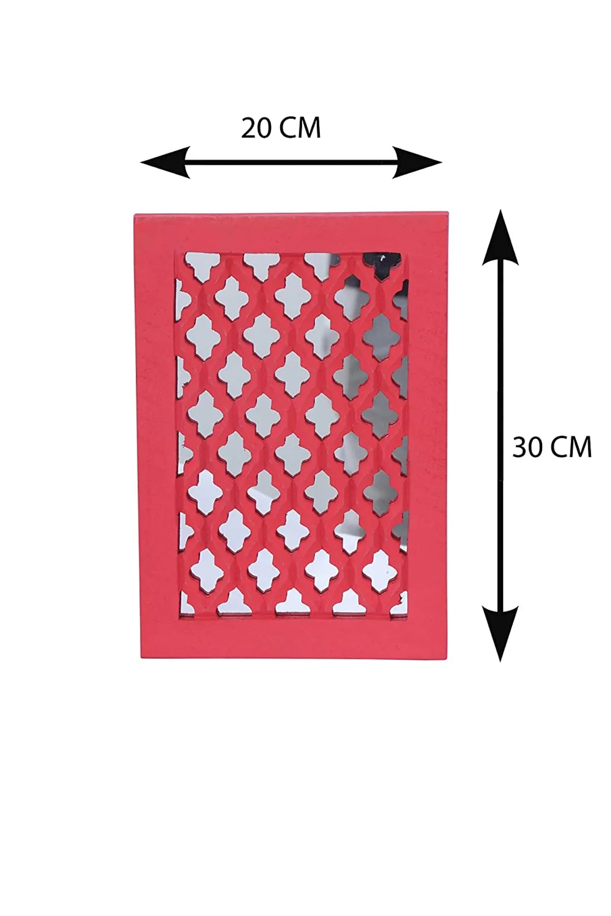 Set of 2 - Wood Painted Wall Hanging Jharokha Inside Mirror, Wooden Wall Hanging, Wooden Wall Panel (8.5x11.5,) inches Set of Two.( RED)