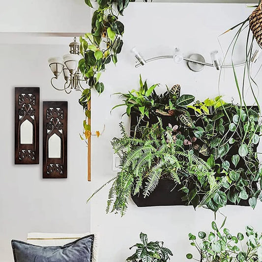 Set of 2 – Wooden Wall Hanging Jharokha with Inside Mirror