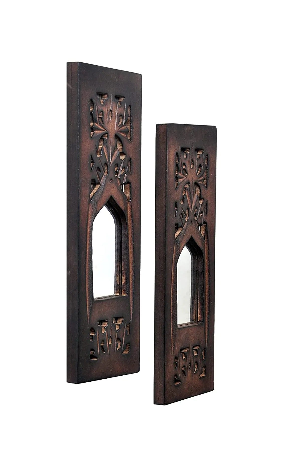 Set of 2 – Wooden Wall Hanging Jharokha with Inside Mirror