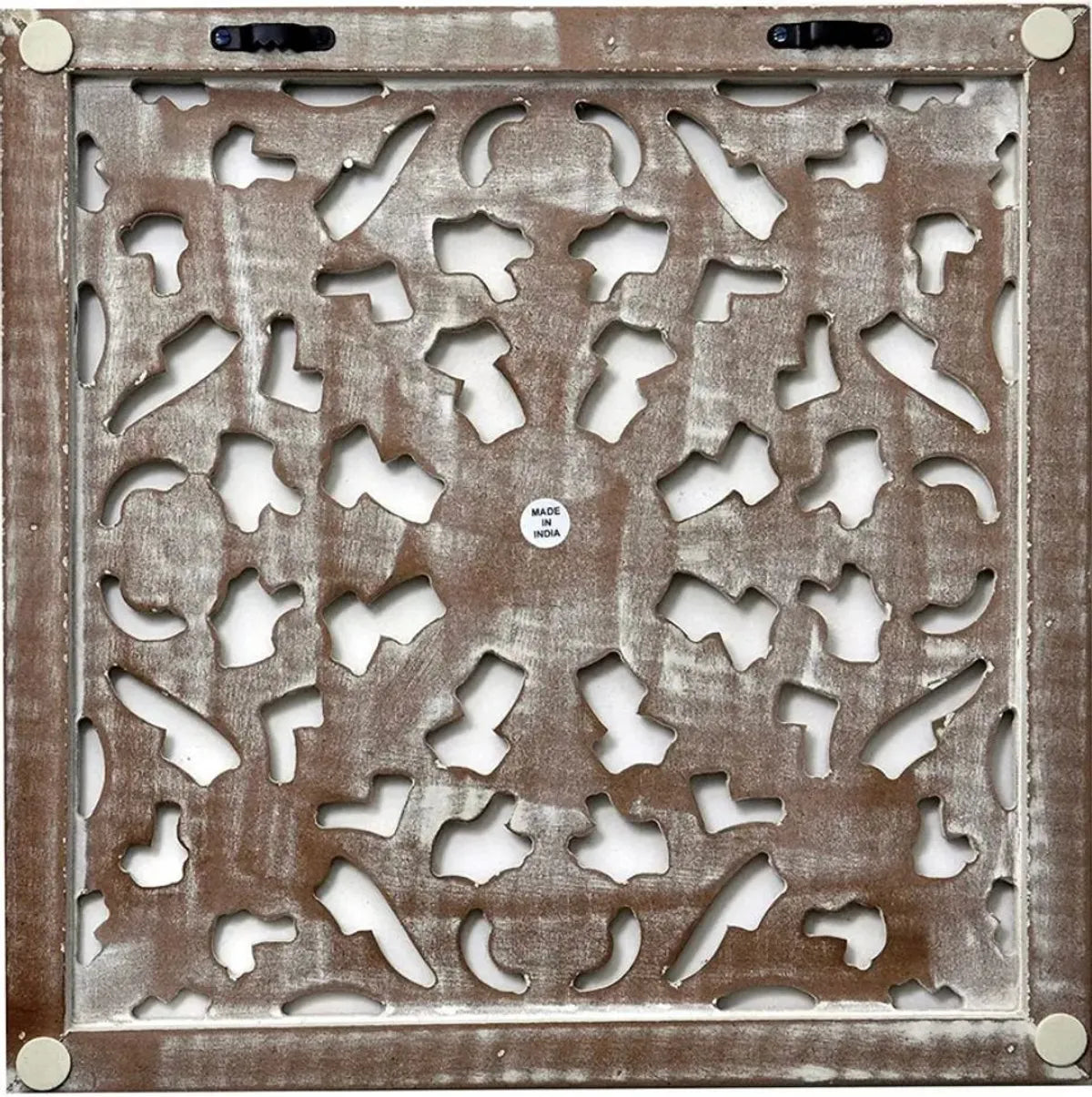 Set of  2 - Wall Hanging Panel | Wooden Wall Decorative Frame for Living Room | MDF Wall Decor Wooden Frame for Home,16x16 inches, White wash