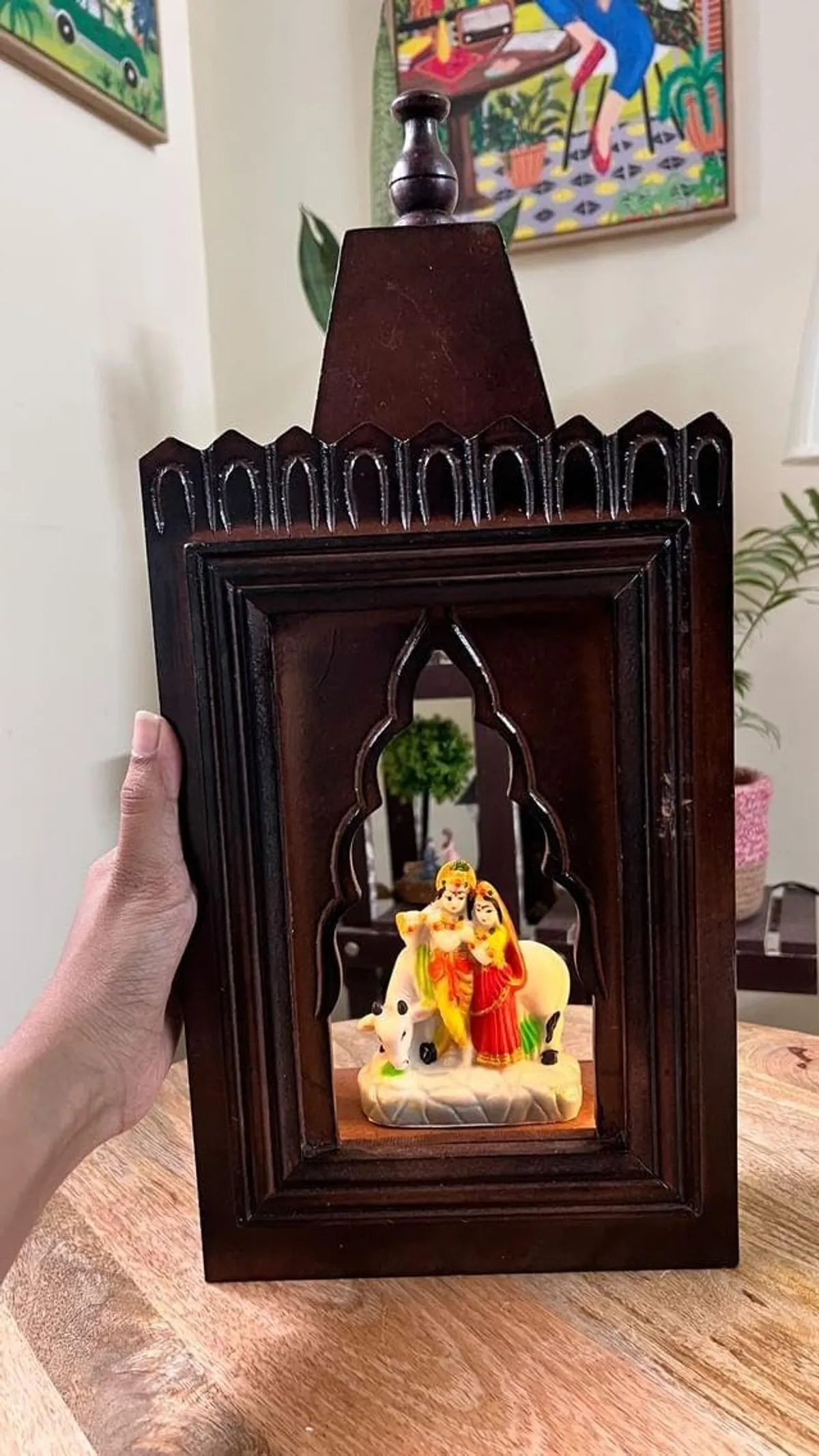 WHF Mangal Beautiful Wooden Pooja Stand for Home Mandir for Home Temple for Home and Office Puja Mandir