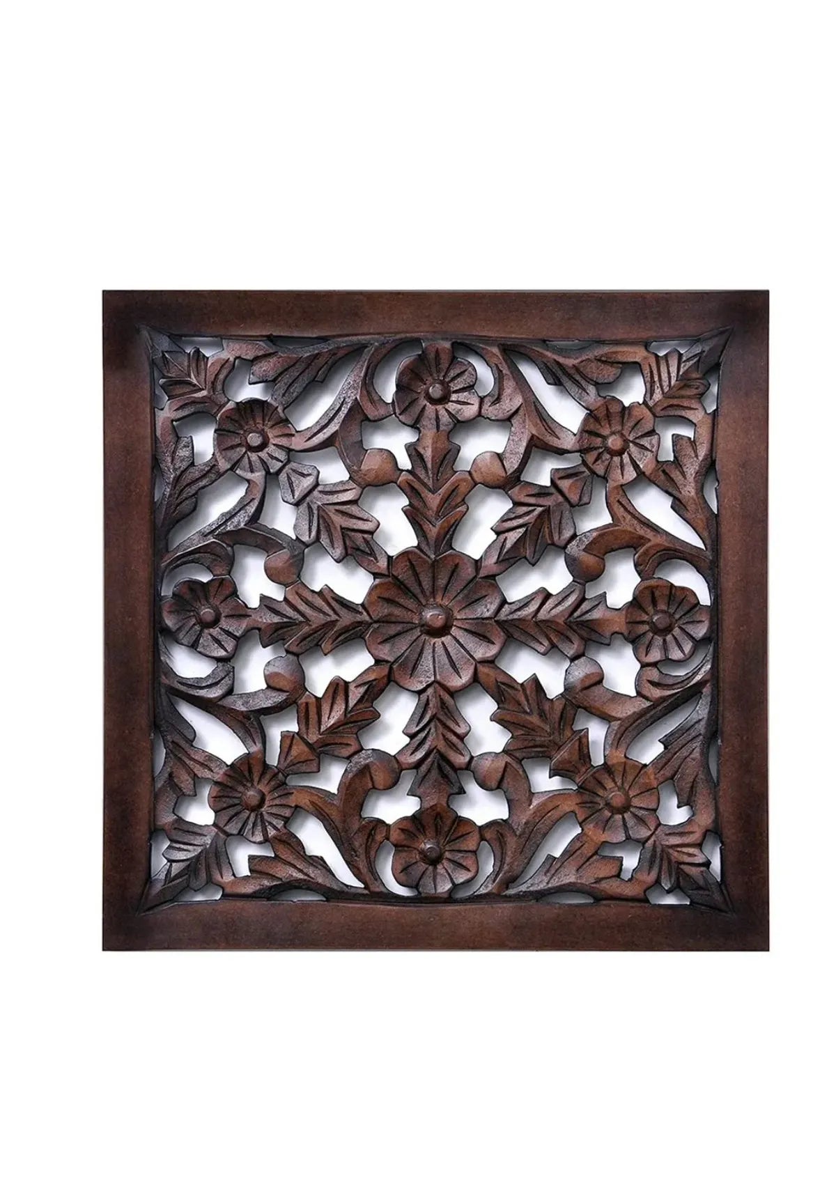 Set of 2 - Wall Hanging Panel | Wooden Wall Decorative Frame for Living Room | MDF Wall Decor Wooden Frame for Home,16x16 inches, Brown