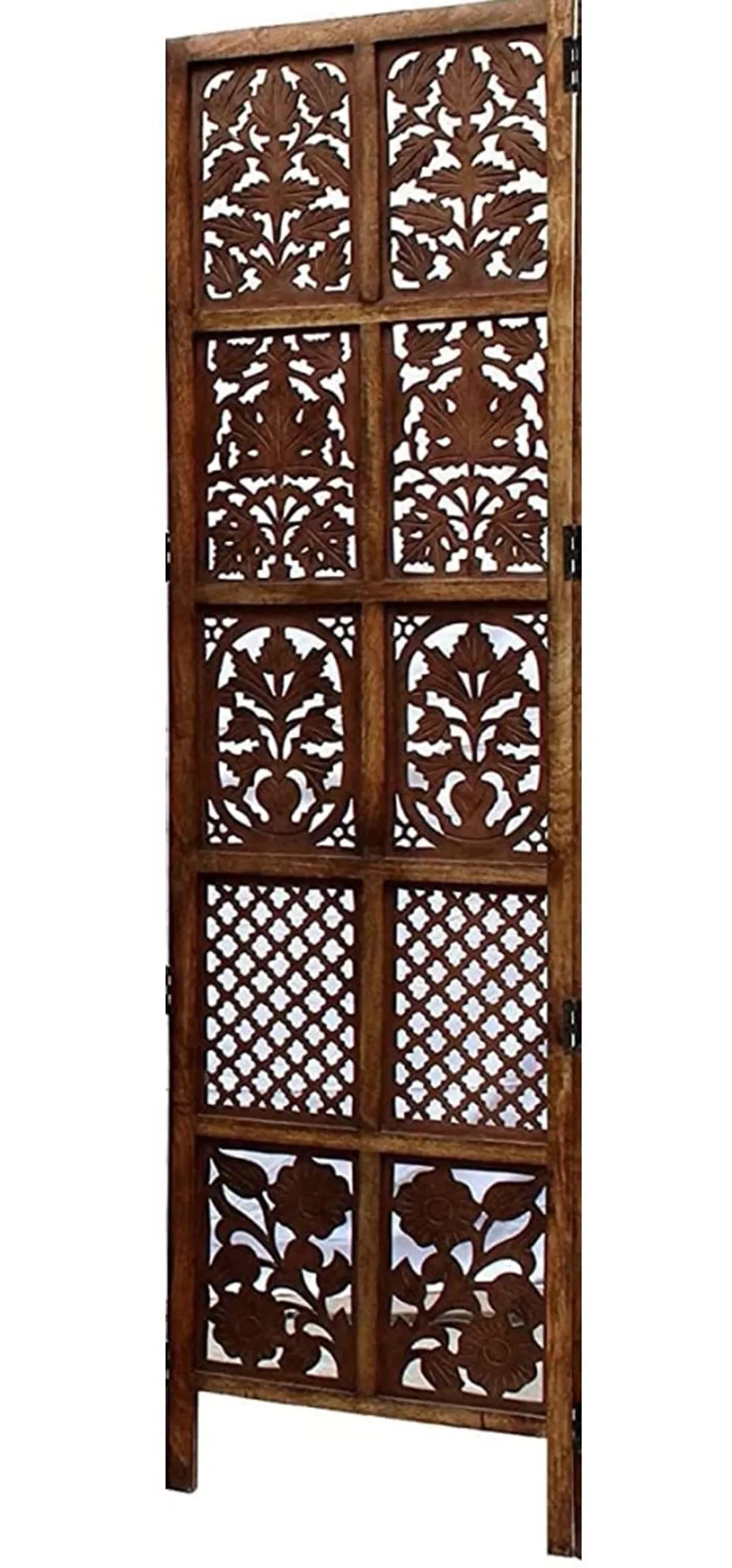 Wooden Room Divider, Mix Partition, 20″ x 72″ (Mango Wood,Single Panel, Brown)