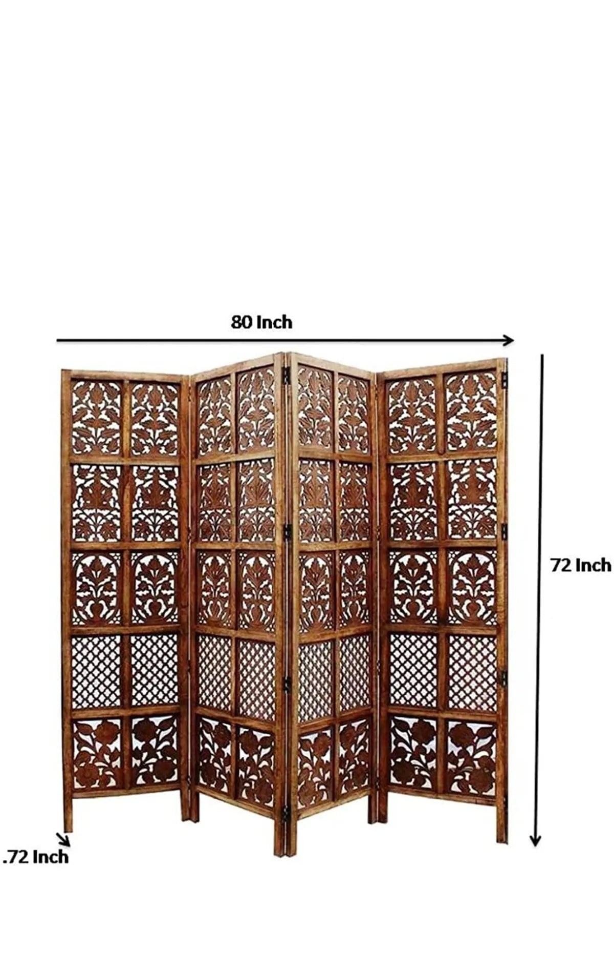 Wooden Room Divider, Mix Partition, 20″ x 72″ (Mango Wood,Single Panel, Brown)