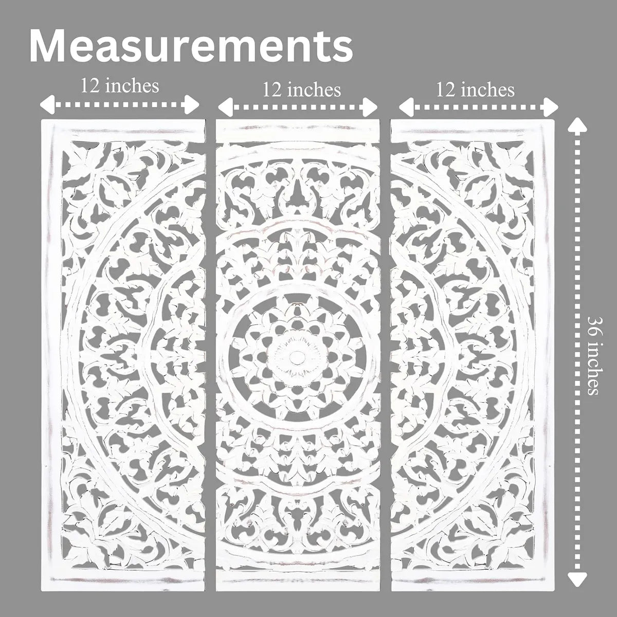 pack of 3 panels - WHF Handmade 36x 36 inches Wooden Wall Panel. with Square Shape in White Color