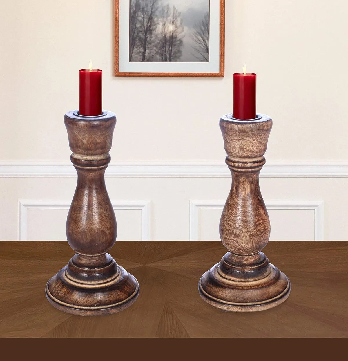 whf wooden candle stand (SET OF 2)