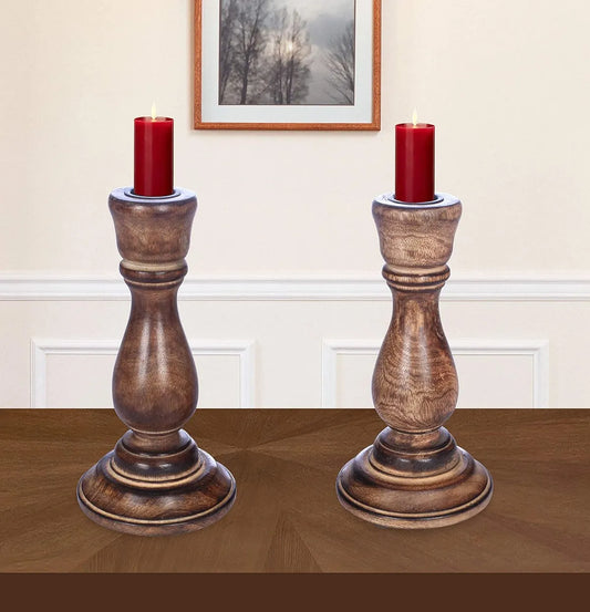whf wooden candle stand (SET OF 2)