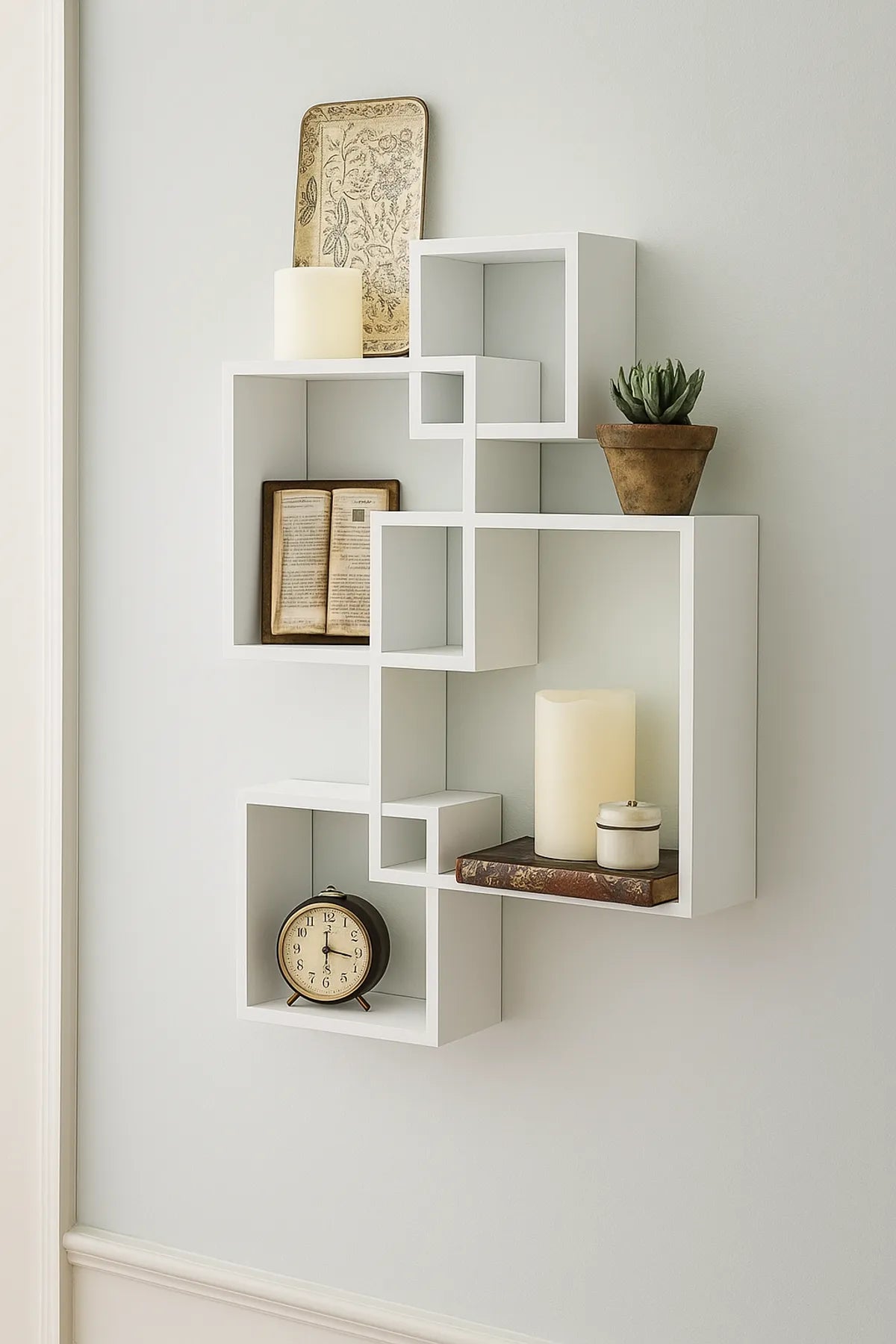 whf wooden wall mount shelf (white)